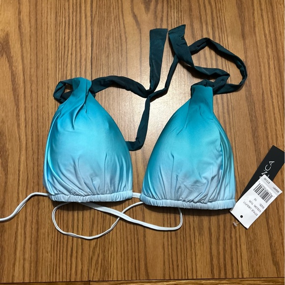 NWT La Blanca Ocean Halter Bikini Top Turquoise Ombre Size 10 - Picture 2 of 5